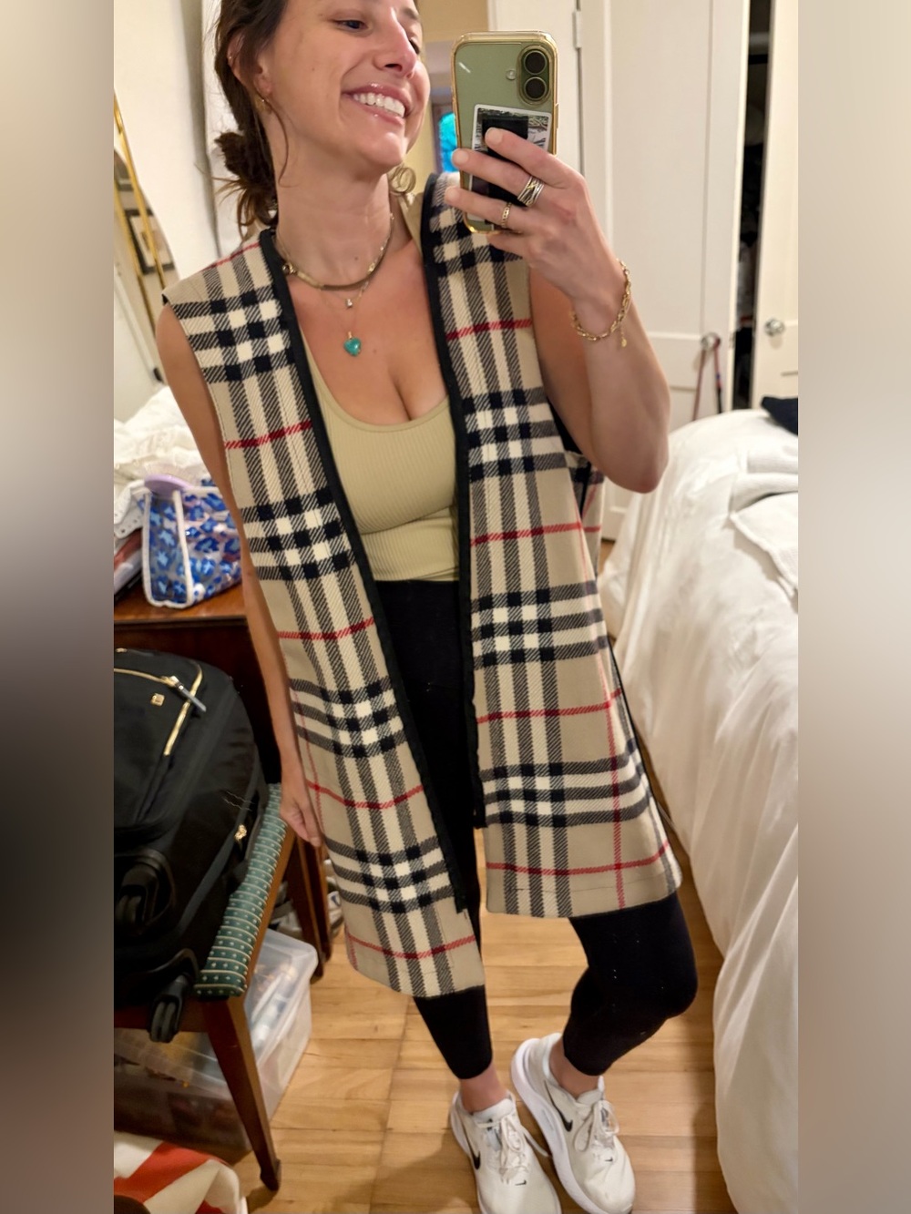 Burberry London Archive Check Wool Removable Coat Liner Long Vest